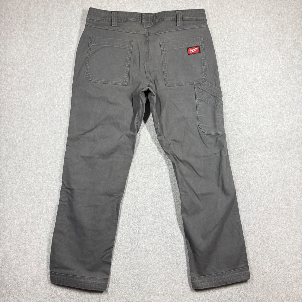 Milwaukee M650 Work Pants Mens 34x30 Gray Utility Carpenter Canvas Trousers - Picture 5 of 15